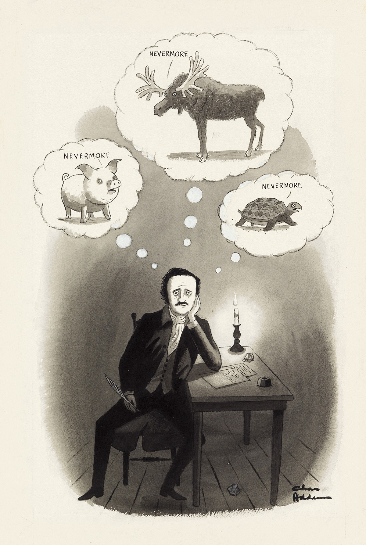 THE NEW YORKER. CHARLES ADDAMS. Nevermore.